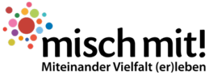 Logo Bundesstiftung „Demokratie leben! Misch mit!“ 